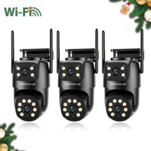 Kit de 3 Cámaras 4MP – Sistema de Seguridad Inteligente con Doble Lente, Visión Nocturna a Color y Compatibilidad con Alexa