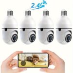 Pack 4 Bombillas con Cámara WiFi 360° | Seguridad Interior, 1080P FHD, Visión Nocturna Color y Alertas de Movimiento