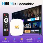 Smart TV Box Android 14.0 con 8K, WiFi 6, Bluetooth 5.4 y Soporte 4K@60fps – Enchufe Europeo Incluido