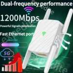 Repetidor WiFi Dual Band 1200 Mbps – Cobertura 360° hasta 2743 pies², Puerto Ethernet, Soporta +105 Dispositivos