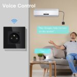 Enchufe Inteligente Inalámbrico 16A, 110V-240V, Vidrio Templado Negro – Compatible con Tuya, Alexa y Google Home