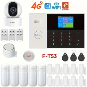 Sistema de Alarma Inteligente con Cámara 1080P + WiFi/4G, Notificaciones por SMS y Control por App