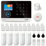 Sistema de Seguridad Inalámbrico PGST – Con WiFi, GSM 2G, Alexa, Sirena 110dB, Sensores PIR + Puerta/Ventana, Teclado RFID y Control Remoto