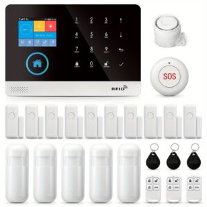 Sistema de Seguridad Inalámbrico PGST – Con WiFi, GSM 2G, Alexa, Sirena 110dB, Sensores PIR + Puerta/Ventana, Teclado RFID y Control Remoto